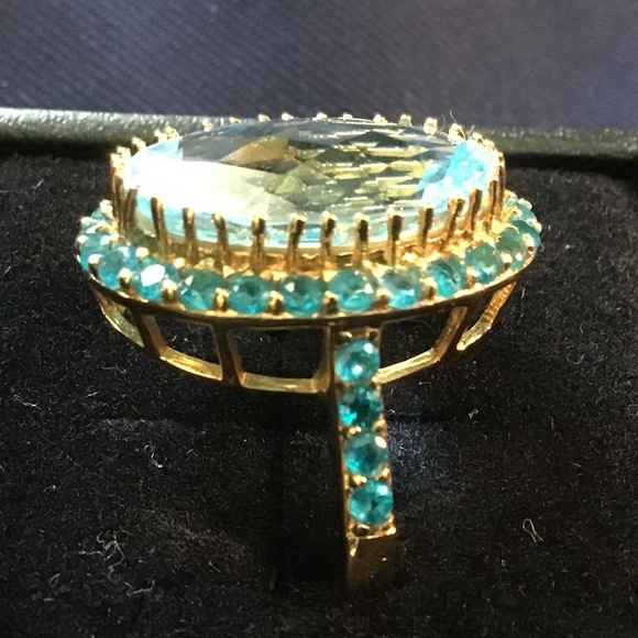 Blue Topaz 25.97 ctw earrings and 15.29 ctw ring - Picture 5 of 8